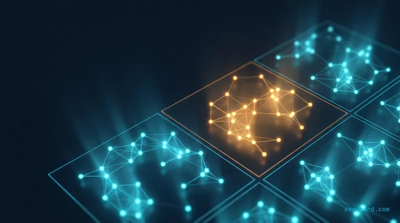 Service ownership boundaries, shown as clearly demarcated glowing zones with one amber owned zone