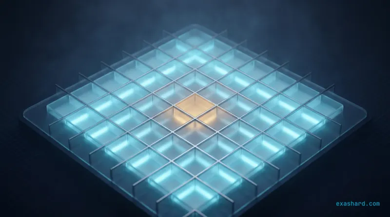 Kubernetes namespace strategy, shown as a grid of isolated glowing cells with one amber tenant compartment