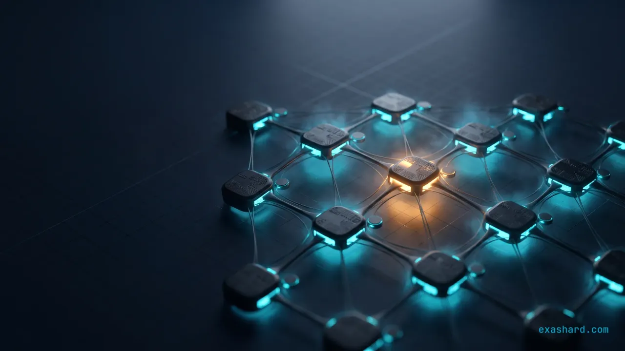 Do you need a service mesh, shown as a cyan lattice of service nodes with sidecars and one amber control-plane node